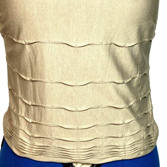 Akris Beige Stretch Silk-Cotton Blend Sleeveless Top With Textured Front Design - Picture 3 of 7